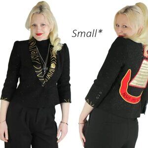 Desperately Seeking 80s Pyramid Style Size Small* Black Glitter Susan Jacket